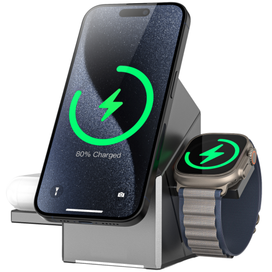 Cargador inalámbrico Qi2 3 en 1